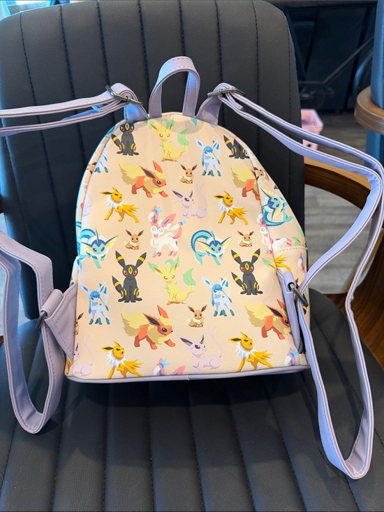 Loungefly Mini Backpack with Multicolor Eeveelutions on Cream-never used main image 3